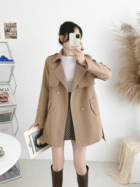 Double Breasted Short Trench Coat